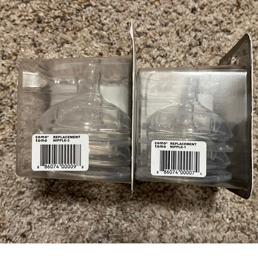 Comotomo Silicone Replacement Baby Bottle Nipples Fast Flow & Slow Flow 2 Packs